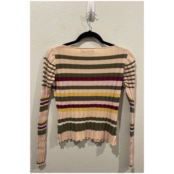 ARIZONA Round Neck Striped Long Sleeve Vintage Sweatshirt - Picture 3 of 3